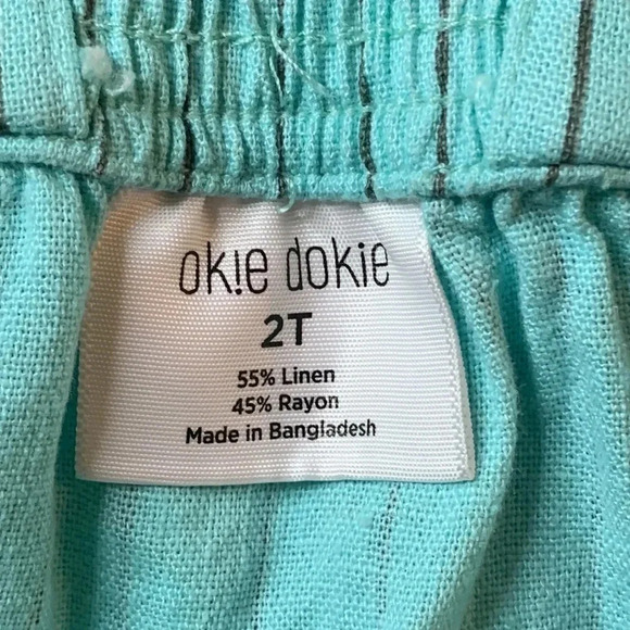 Okie Dokie Toddler Girls Linen Tank Top 2T Aqua - Picture 4 of 6